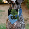 Load image into Gallery viewer, Pet Bandana - Star Wars JEDI Text and Yoda Lightsaber Pop Art Pose Black/Blues
