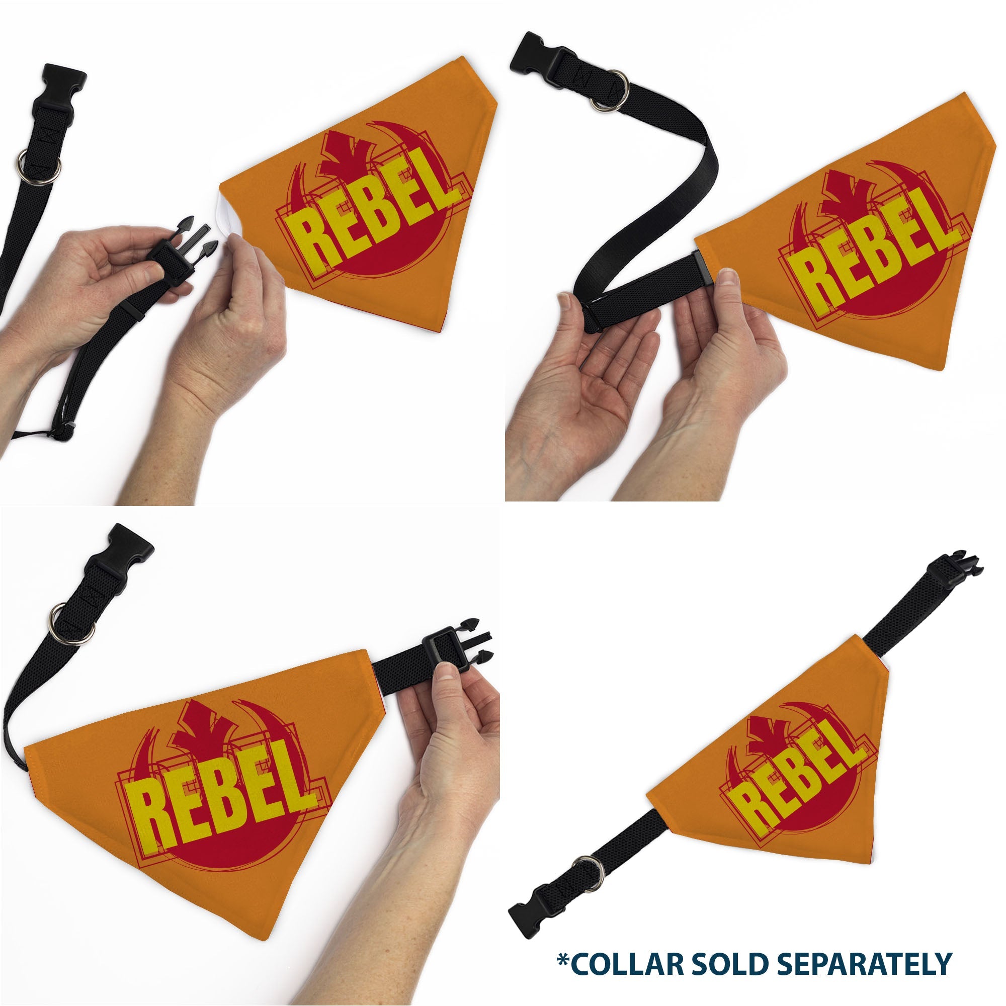 Pet Bandana - Star Wars REBEL Text and Rebel Alliance Insignia Orange/Red/Yellow