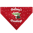Load image into Gallery viewer, Pet Bandana - Star Wars Holiday Grogu Baby Yoga GALAXY GREETING'S Pose and Icons Red
