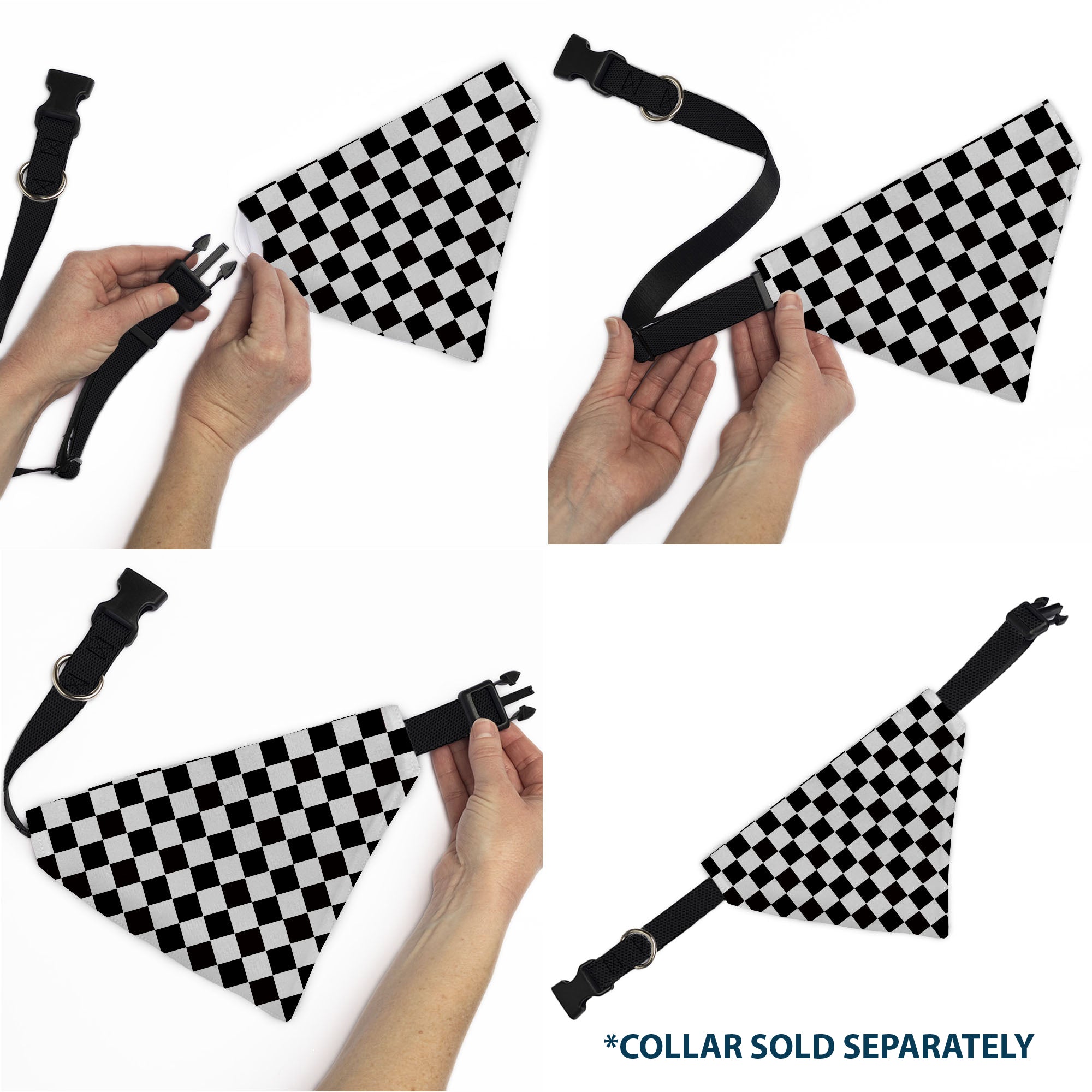 Pet Bandana - Checker Black/White