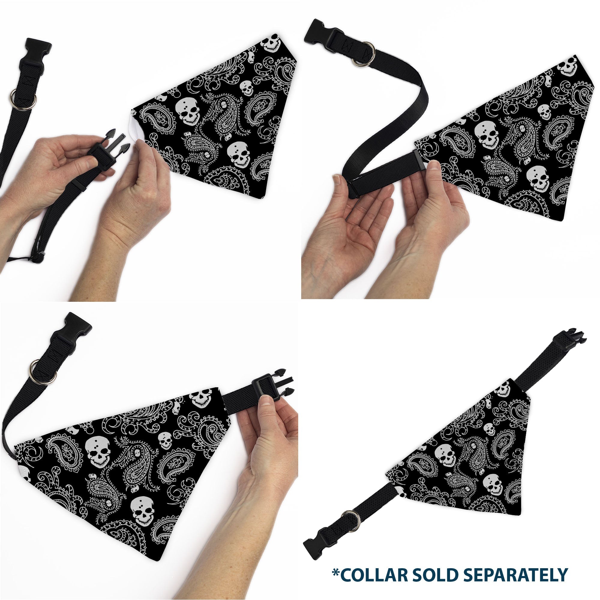 Pet Bandana - Bandana/Skulls Black/White