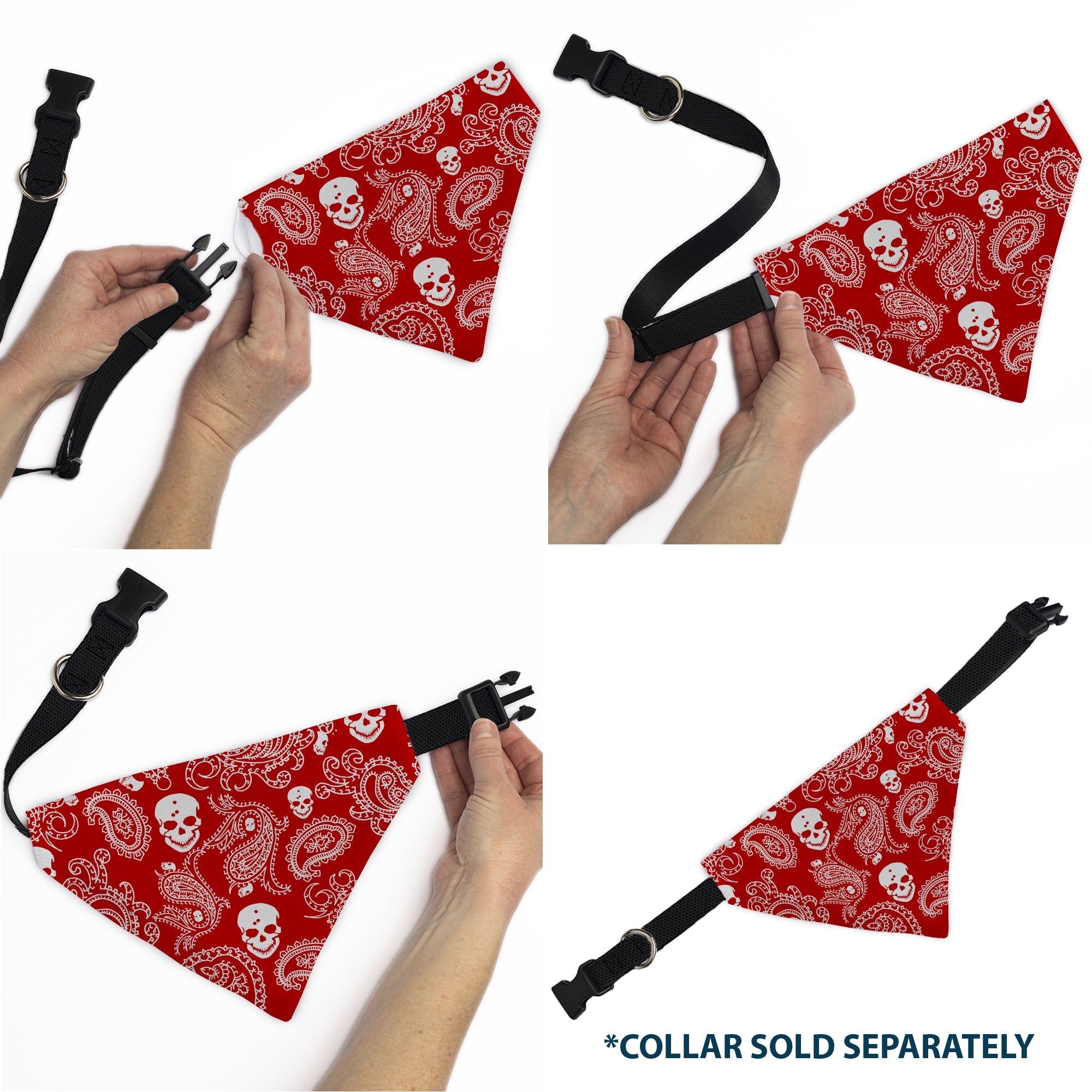 Pet Bandana - Bandana/Skulls Red/White