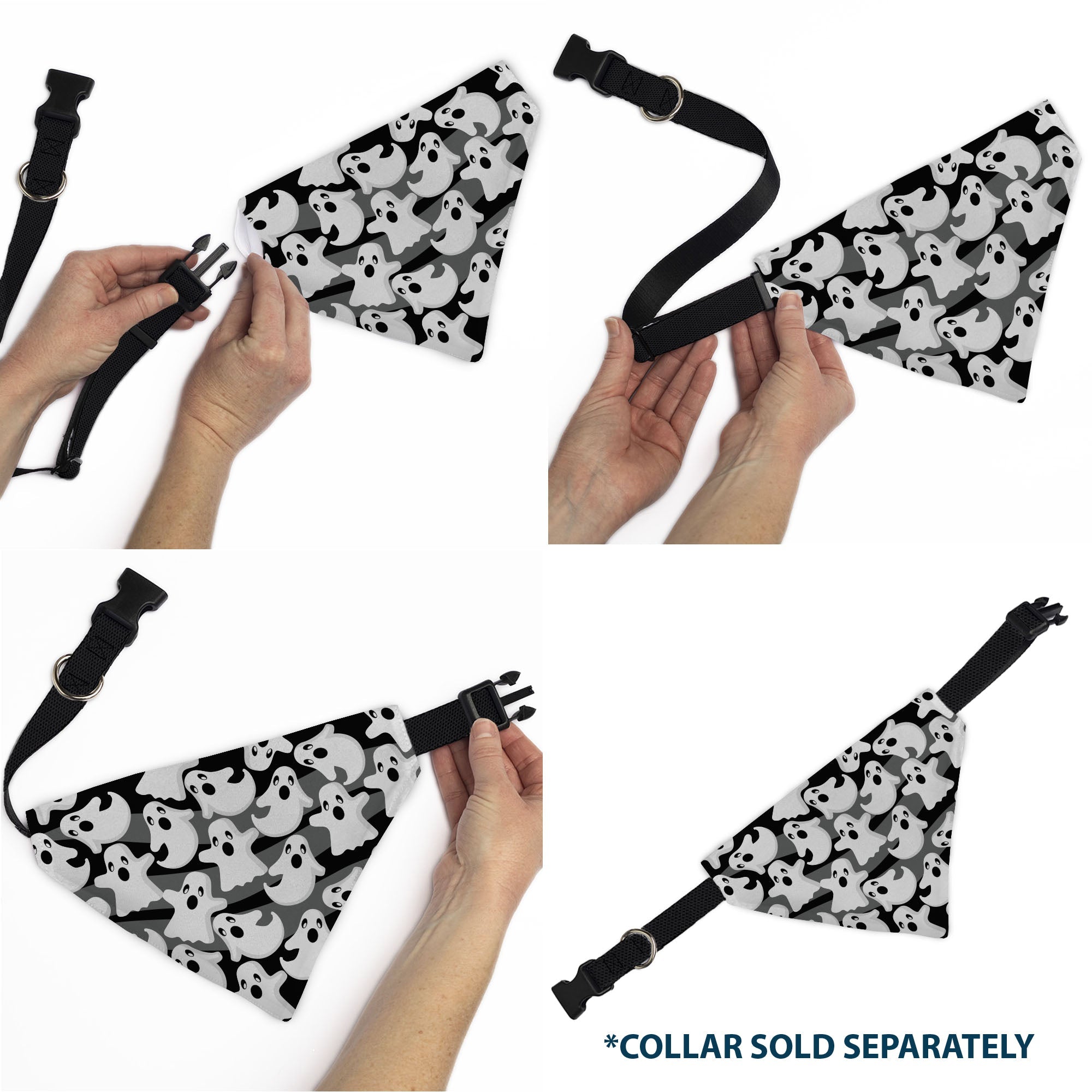 Pet Bandana - Ghosts Scattered Black/White