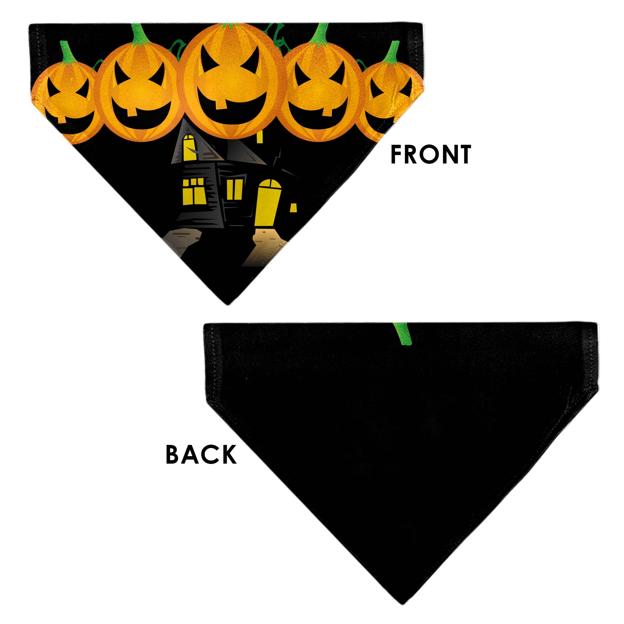 Pet Bandana - Jack-o'-Lanterns/Haunted House Black/Yellow