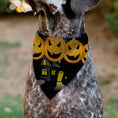 Load image into Gallery viewer, Pet Bandana - Jack-o'-Lanterns/Haunted House Black/Yellow
