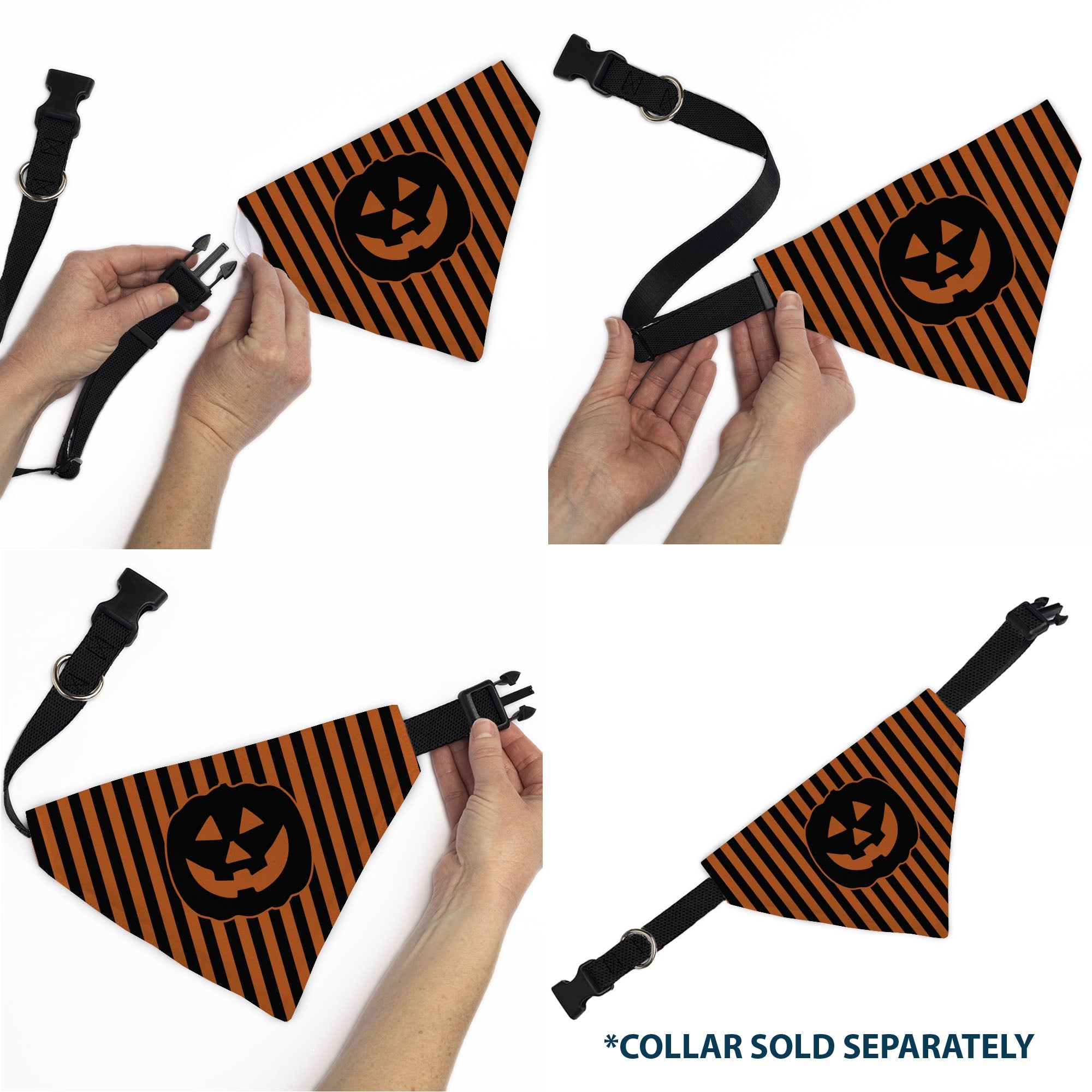 Pet Bandana - Jack-o'-Lantern Pumpkin Stripe Orange/Black