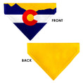 Load image into Gallery viewer, Pet Bandana - Colorado Flag/Mountain Silhouette Yellow
