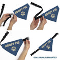 Load image into Gallery viewer, Pet Bandana - ADOPT ME Text and Paw Black/Lavender/Ivory
