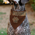 Load image into Gallery viewer, Pet Bandana - BIG BROTHER Text and Paw Browns
