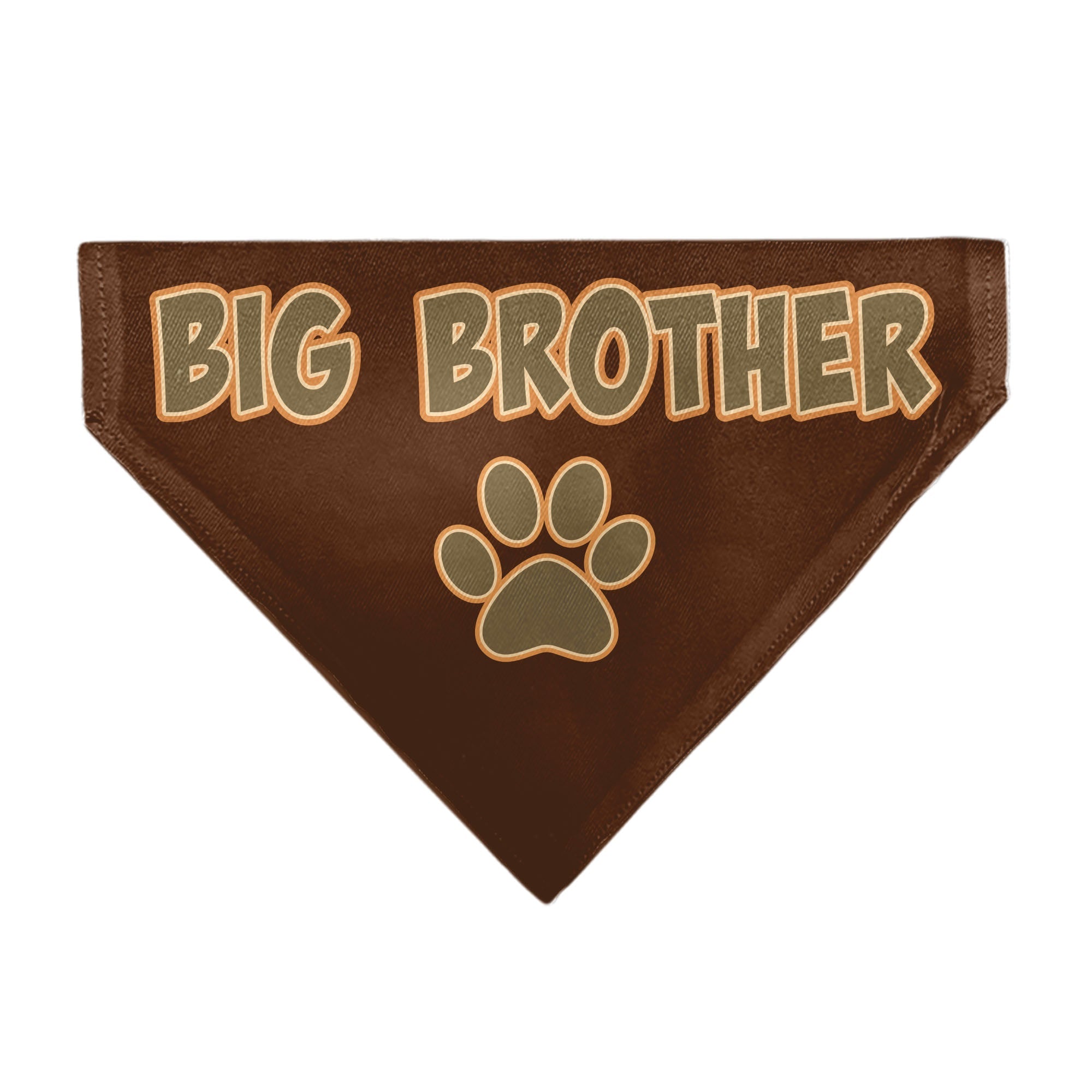 Pet Bandana - BIG BROTHER Text and Paw Browns