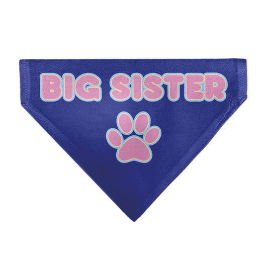 Pet Bandana - BIG SISTER Text and Paw Blues/Lavender