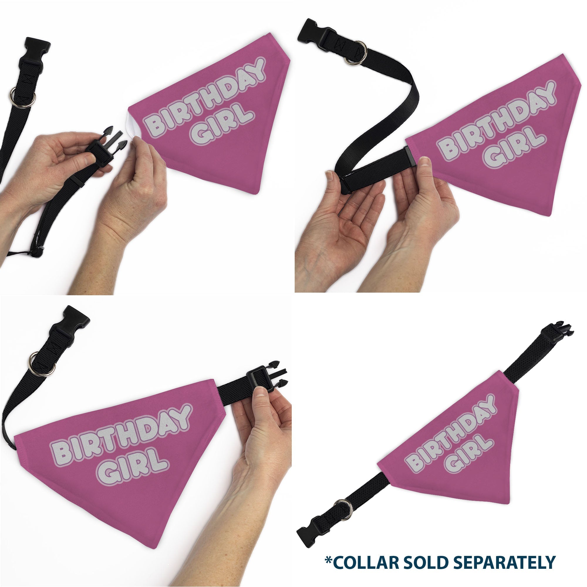 Pet Bandana - BIRTHDAY GIRL Text Pinks/White