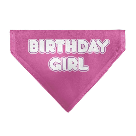 Pet Bandana - BIRTHDAY GIRL Text Pinks/White
