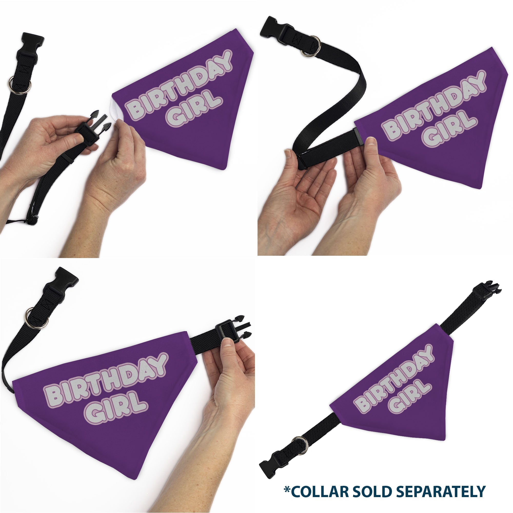 Pet Bandana - BIRTHDAY GIRL Text Purples/White