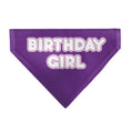 Load image into Gallery viewer, Pet Bandana - BIRTHDAY GIRL Text Purples/White
