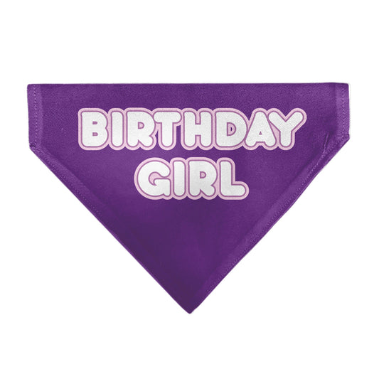 Pet Bandana - BIRTHDAY GIRL Text Purples/White