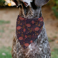 Load image into Gallery viewer, Pet Bandana - Fall Harvest Pumpkins and Flowers Collage Purples/Orange/Greens
