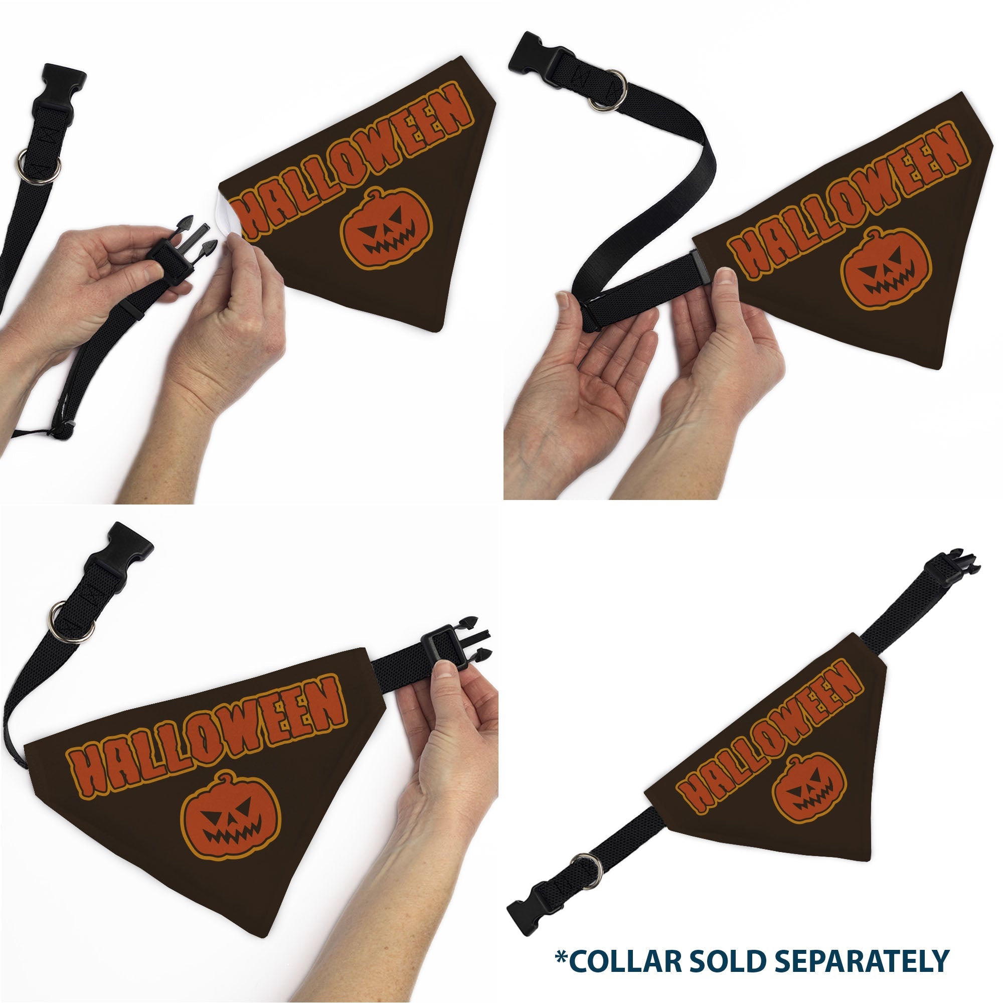 Pet Bandana - HALLOWEEN Jack-O-Lantern Pumpkin Black/Orange