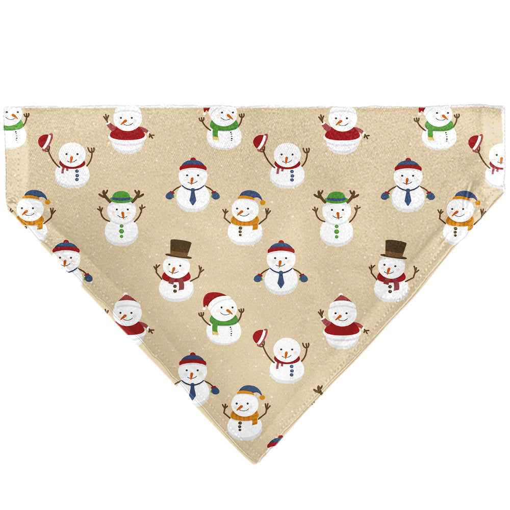 Pet Bandana - Holiday Snowman Poses Tan