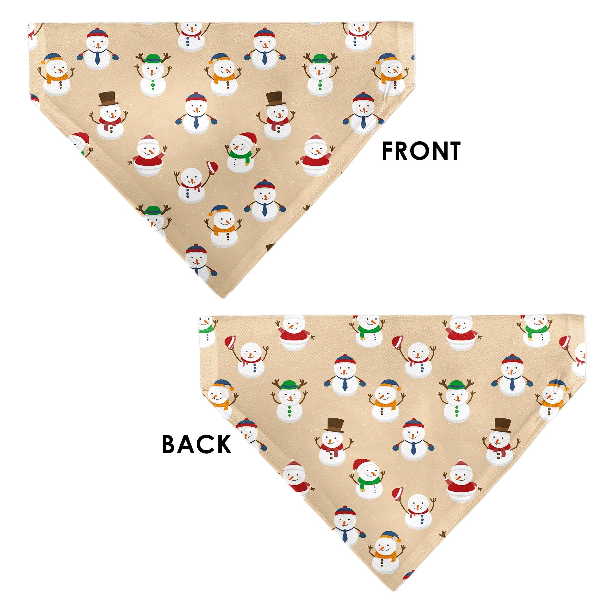 Pet Bandana - Holiday Snowman Poses Tan