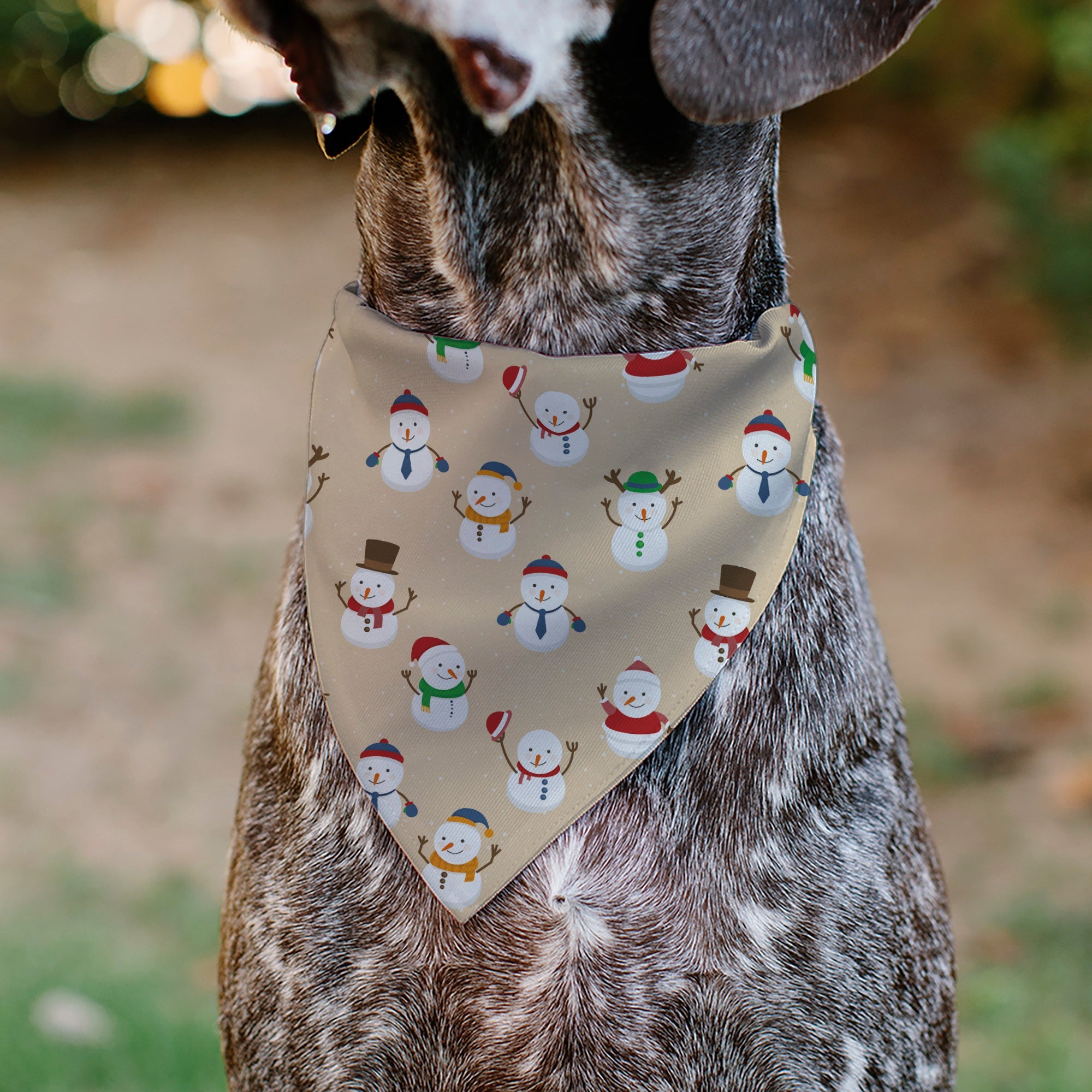 Pet Bandana - Holiday Snowman Poses Tan