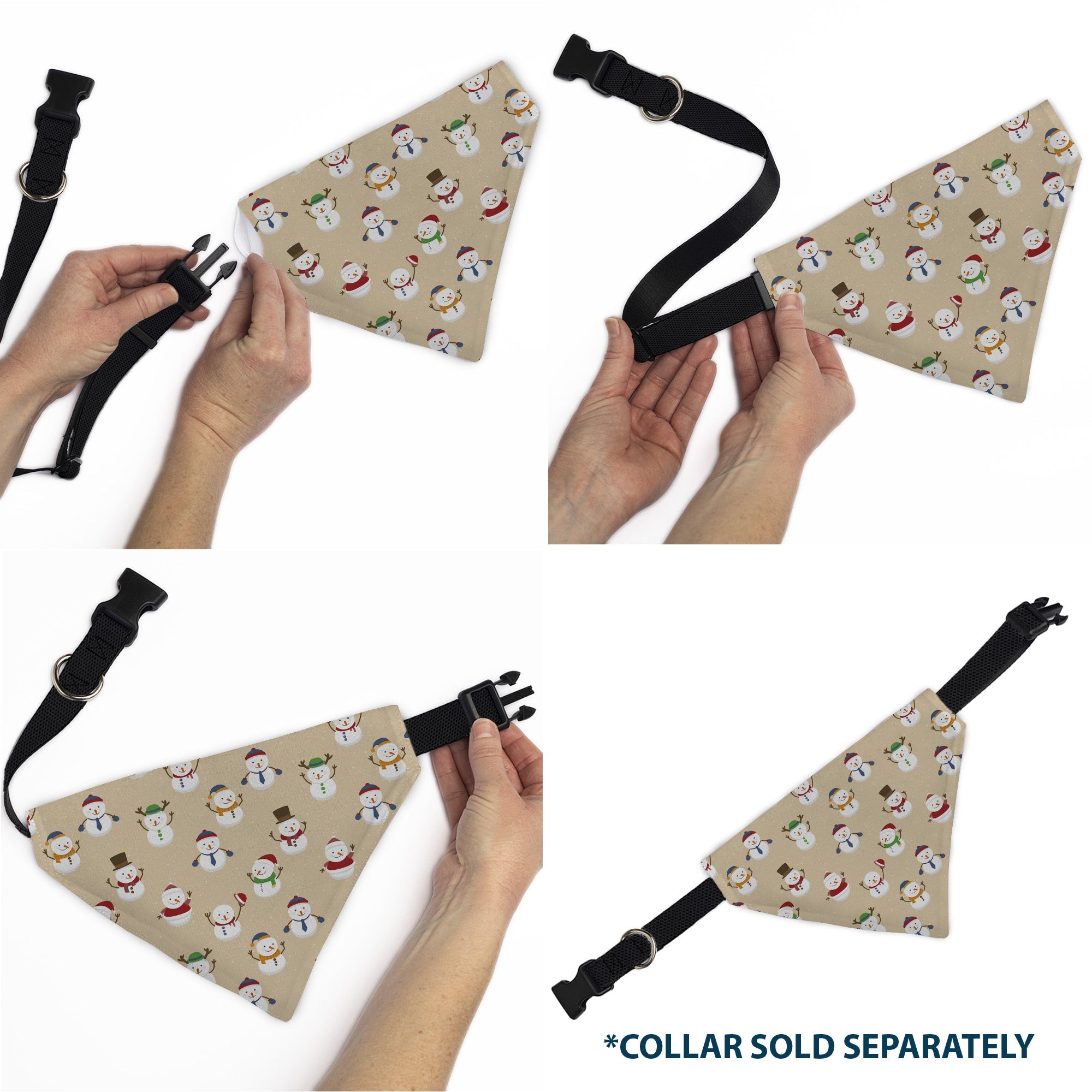 Pet Bandana - Holiday Snowman Poses Tan