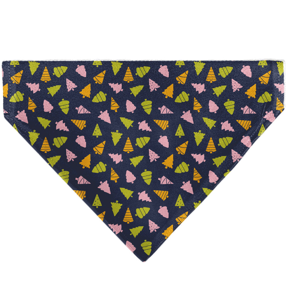 Pet Bandana - Holiday Christmas Trees Collage Navy/Multi Color