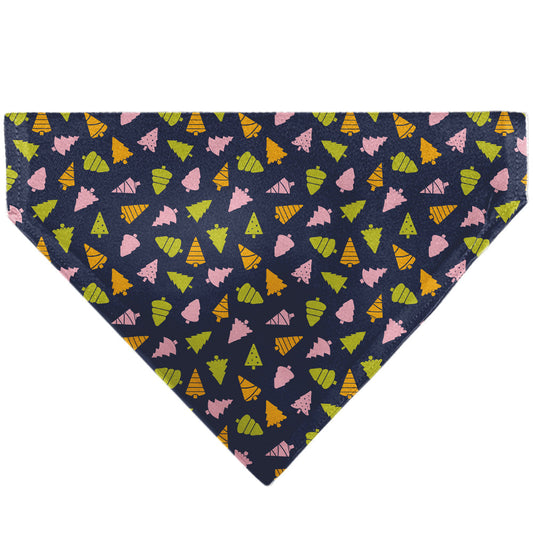 Pet Bandana - Holiday Christmas Trees Collage Navy/Multi Color