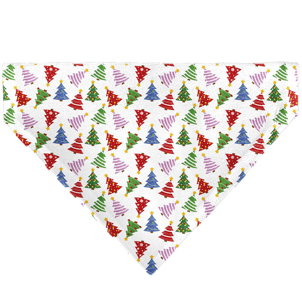 Pet Bandana - Holiday Decorated Christmas Trees Collage White/Multi Color