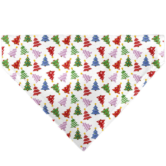 Pet Bandana - Holiday Decorated Christmas Trees Collage White/Multi Color