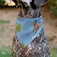 Load image into Gallery viewer, Pet Bandana - Holiday Winter Animals and Christmas Trees Collage Baby Blue

