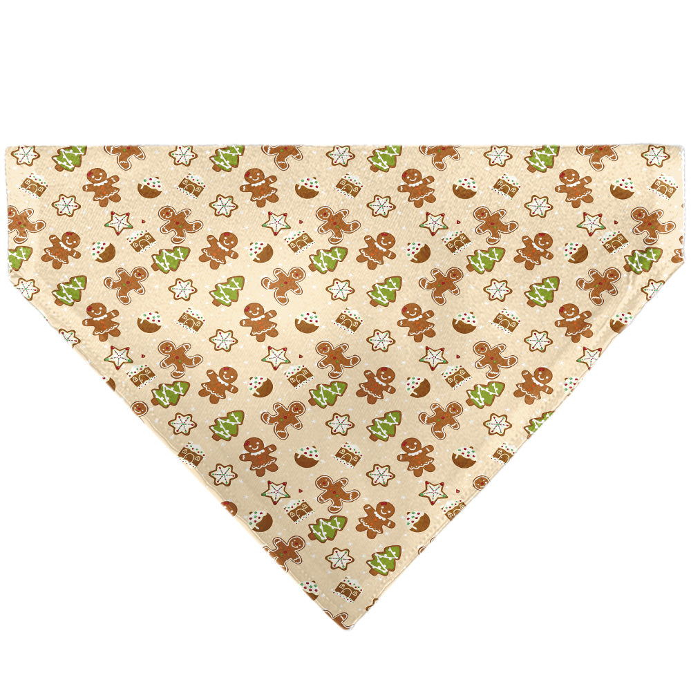 Pet Bandana - Holiday Decorated Gingerbread Cookies Collage Tan