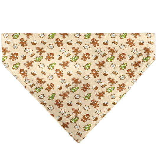 Pet Bandana - Holiday Decorated Gingerbread Cookies Collage Tan