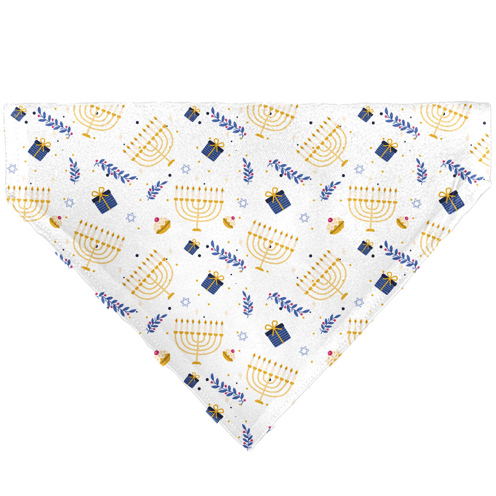 Pet Bandana - Holiday Hanukkah Menorah and Gifts Collage White