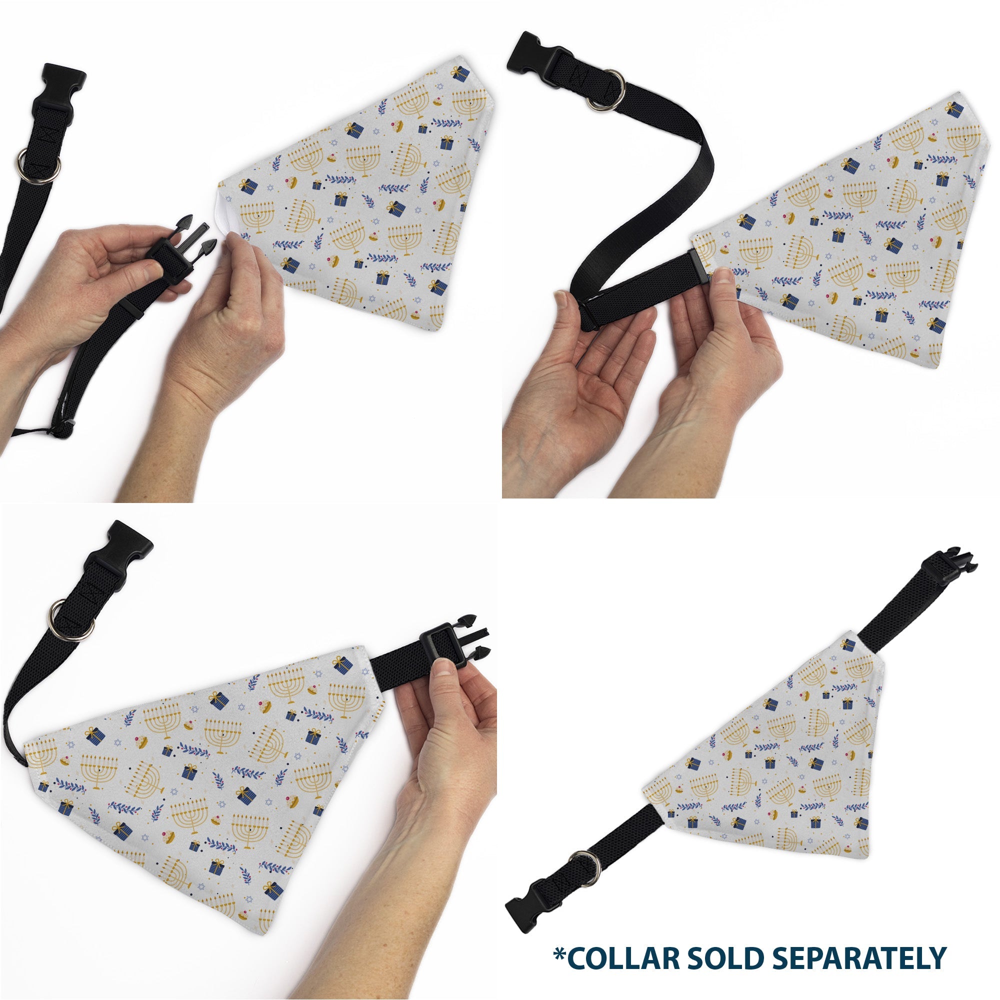 Pet Bandana - Holiday Hanukkah Menorah and Gifts Collage White