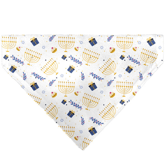 Pet Bandana - Holiday Hanukkah Menorah and Gifts Collage White