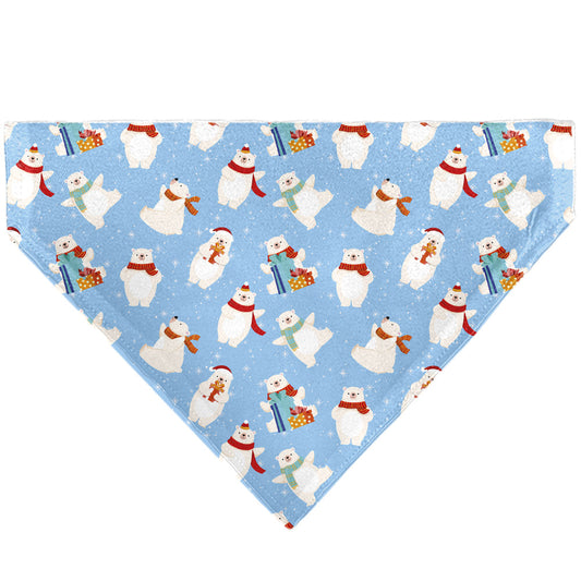 Pet Bandana - Holiday Polar Bear Poses Baby Blue