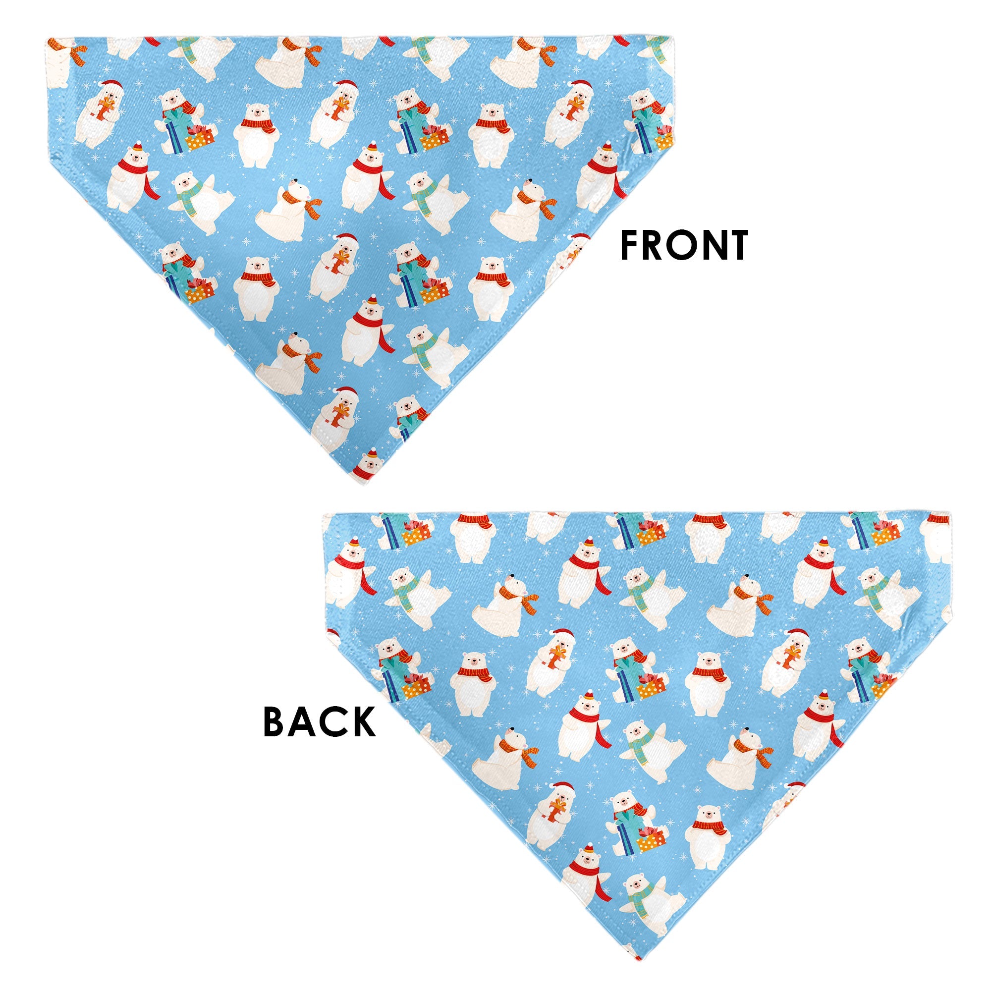 Pet Bandana - Holiday Polar Bear Poses Baby Blue