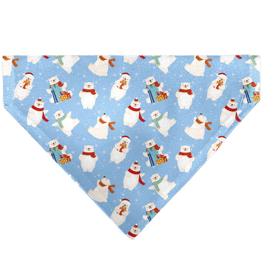 Pet Bandana - Holiday Polar Bear Poses Baby Blue