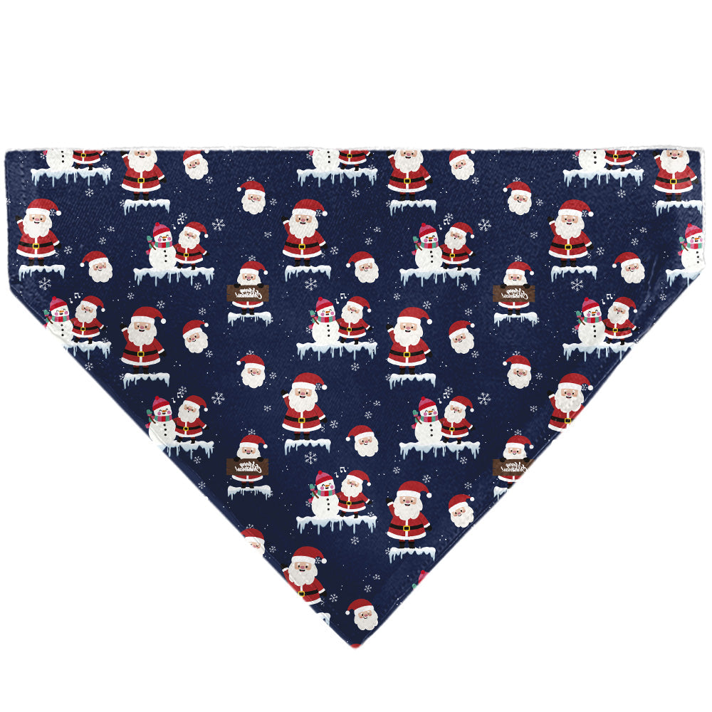 Pet Bandana - Holiday Santa and Snowman Collage Navy