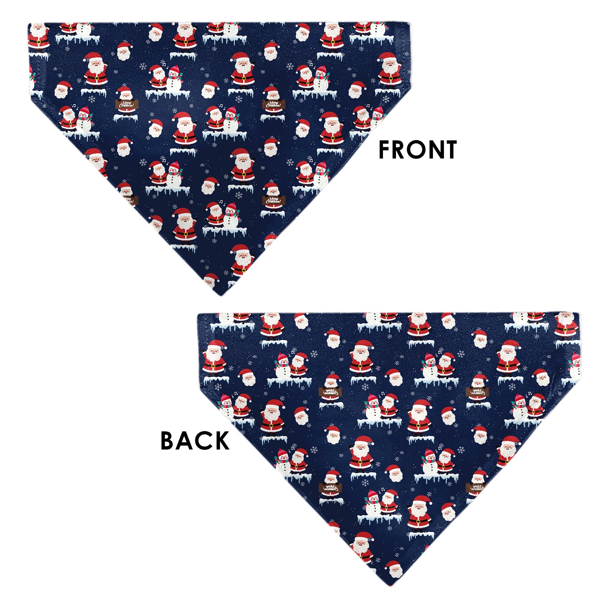 Pet Bandana - Holiday Santa and Snowman Collage Navy