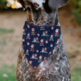 Load image into Gallery viewer, Pet Bandana - Holiday Santa and Snowman Collage Navy
