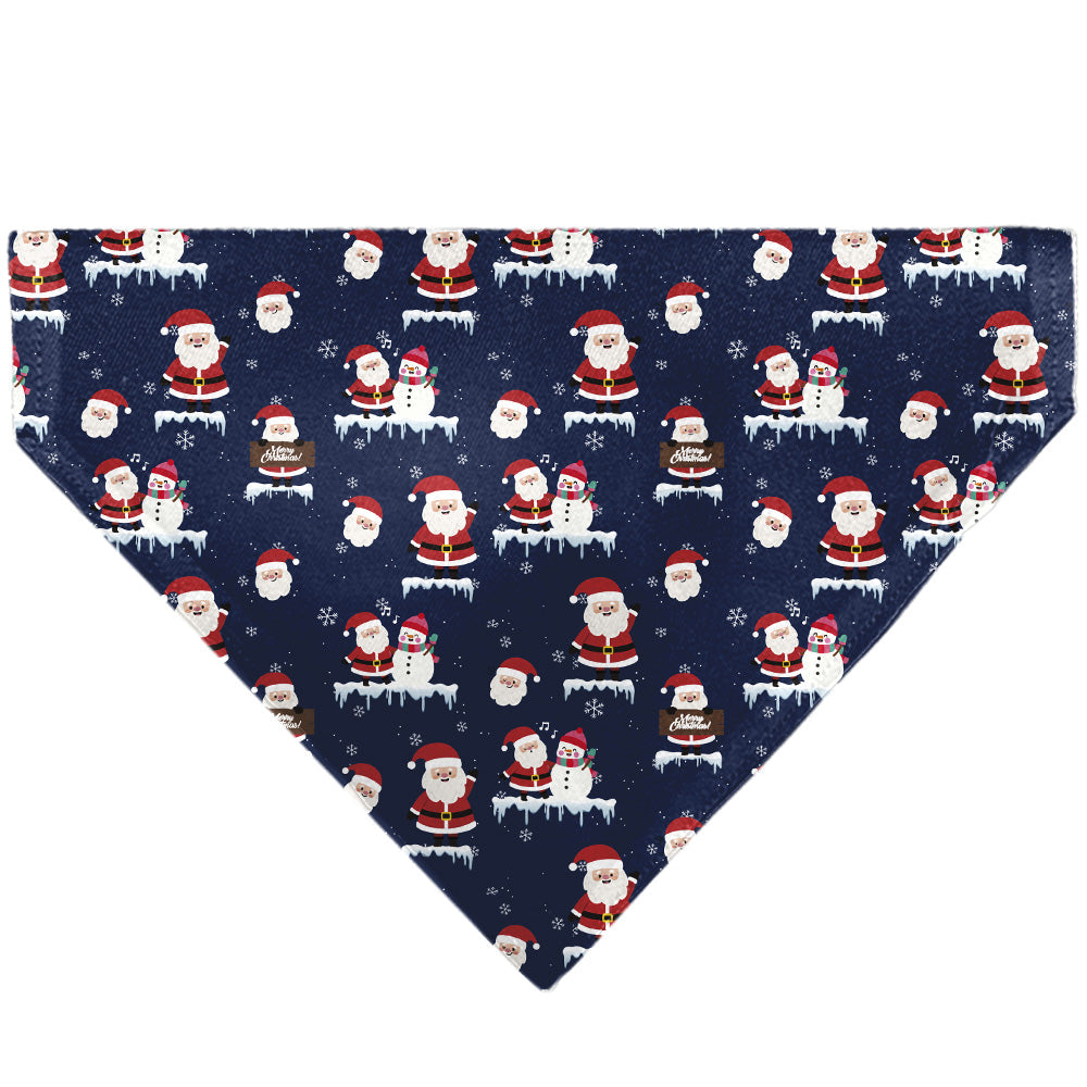 Pet Bandana - Holiday Santa and Snowman Collage Navy