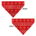 Load image into Gallery viewer, Pet Bandana - Holiday Sweater Stitch Hearts and Snowflakes Red/White

