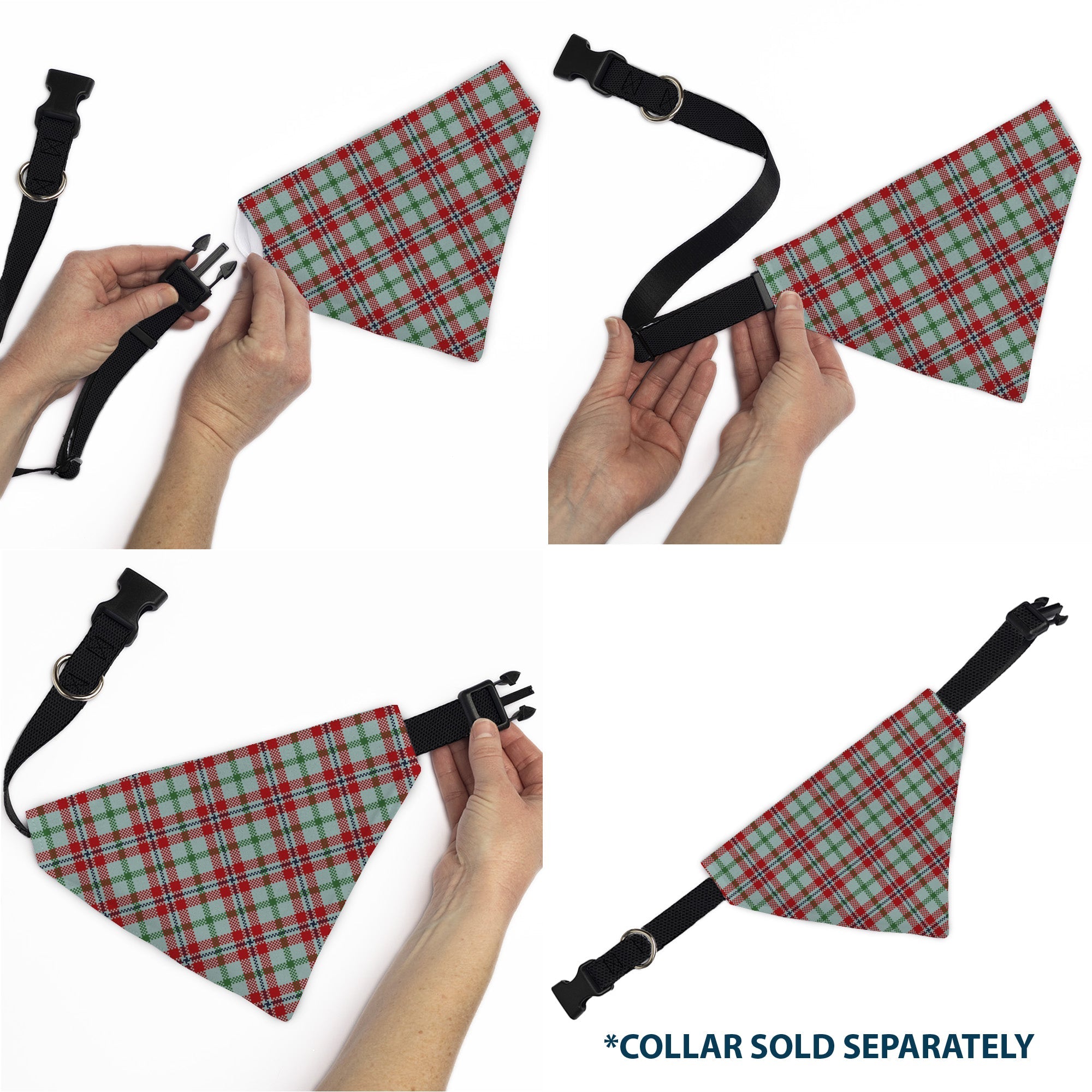Pet Bandana - Holiday Pajama Plaid Beige/Red/Green