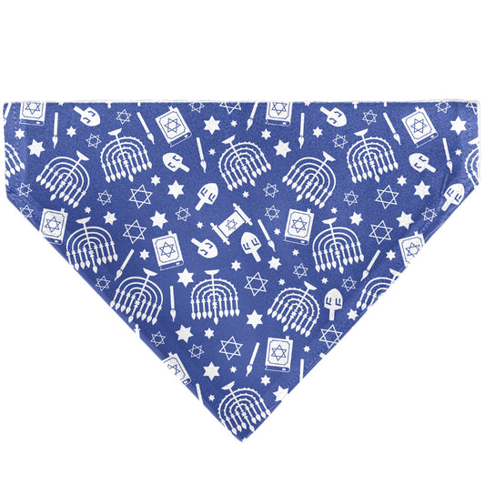 Pet Bandana - Hanukkah Holiday Symbols Blue/White