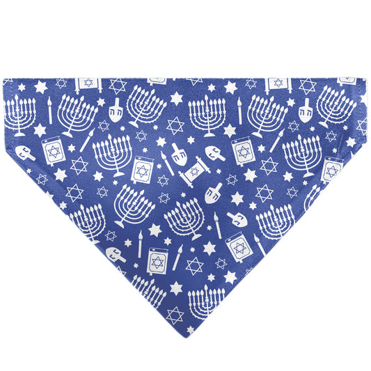Pet Bandana - Hanukkah Holiday Symbols Blue/White