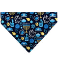 Load image into Gallery viewer, Pet Bandana - Hanukkah Holiday Symbols Black/Blues/Yellow
