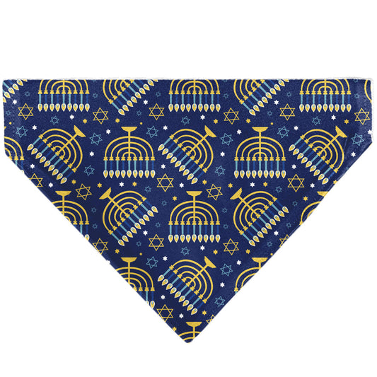 Pet Bandana - Hanukkah Holiday Menorah Blues/Yellows
