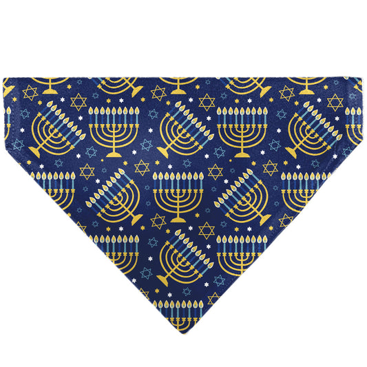 Pet Bandana - Hanukkah Holiday Menorah Blues/Yellows